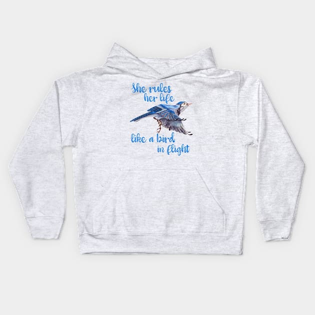 She Rules Her Life Like A Bird In Flight Kids Hoodie by Seaside Designs